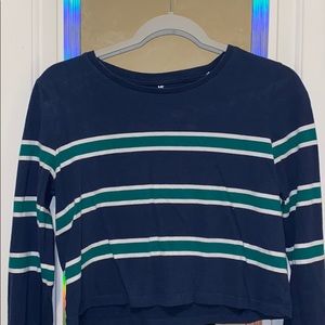 striped long sleeve crop top